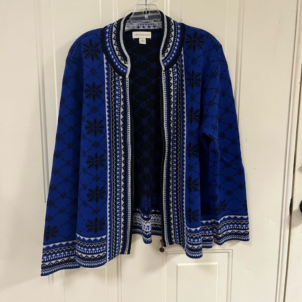 Appleseed's Black and Blue Geometric Cardigan